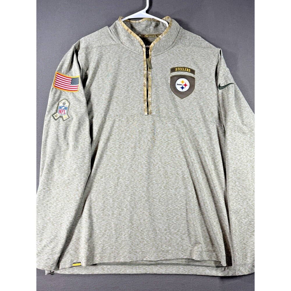 Pittsburgh Steelers Nike Quarter Zip Men XL Salute to Service Green Camo Dri-Fit